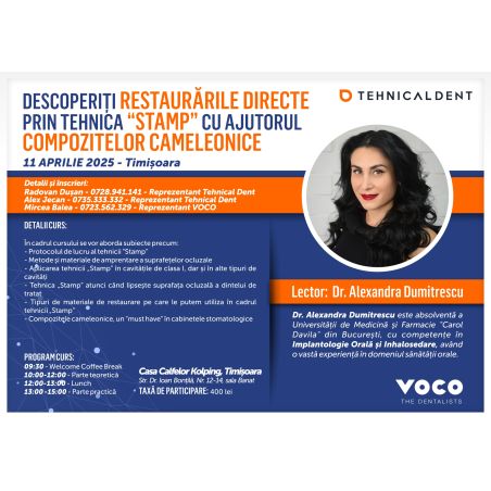 11 aprilie 2025 Timisoara DESCOPERITI RESTAURARILE DIRECTE PRIN TEHNICA STAMP CU AJUTORUL COMPOZITELOR CAMELEONICE